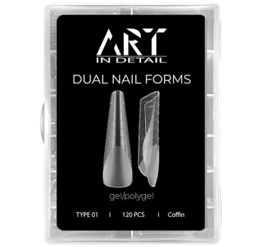 ART Dual Nail Forms, Type 01 - багаторазові верхні форми, кофін, 120 шт.