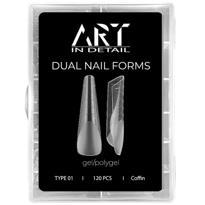 ART Dual Nail Forms, Type 01 - багаторазові верхні форми, кофін, 120 шт.