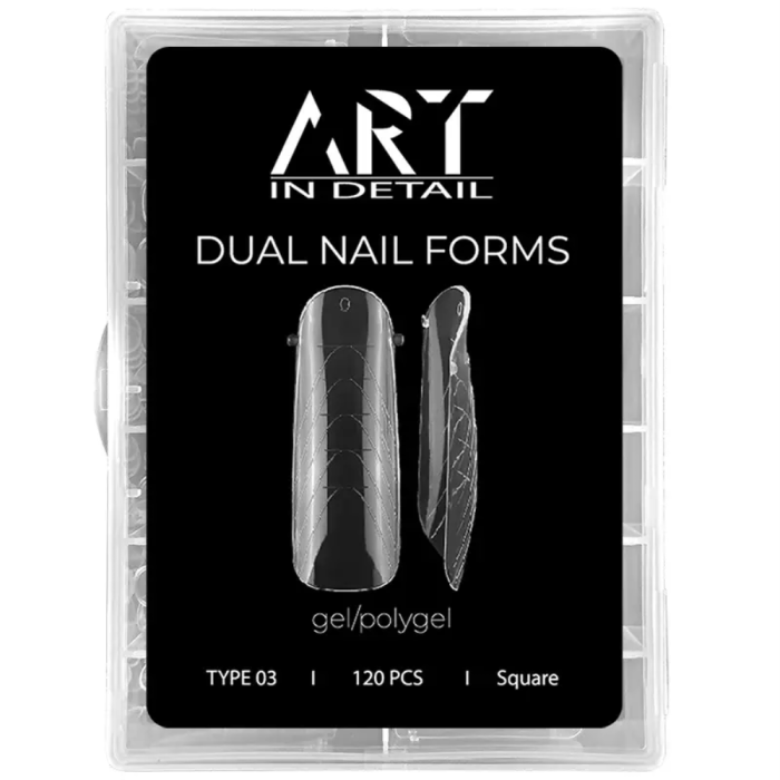 ART Dual Nail Forms, Type 03 - многоразовые верхние формы, широкий квадрат, 120 шт.