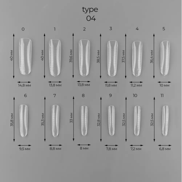 ART Dual Nail Forms, Type 05 - многоразовые верхние формы, стилет, 120 шт.