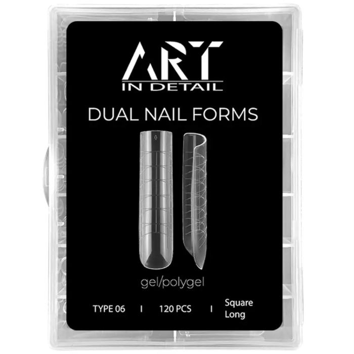 ART Dual Nail Forms, Type 06 – багаторазові верхні форми, довгий квадрат, 120 шт.
