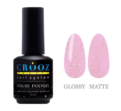 Crooz Shimmer Liquid Polygel №04 - жидкий полигель, розовый c шиммером, 15 мл