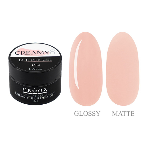 Crooz Creamy Builder Gel №08 - гель для наращивания, бежево-розовый, 15 мл