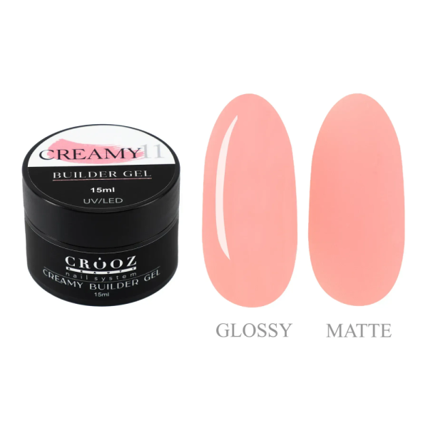 Crooz Creamy Builder Gel №11 - гель для наращивания, бежево-розовый, 15 мл