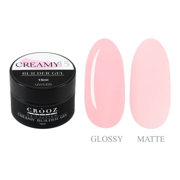 Crooz Creamy Builder Gel №15 - гель для наращивания, бледно-розовый, 15 мл