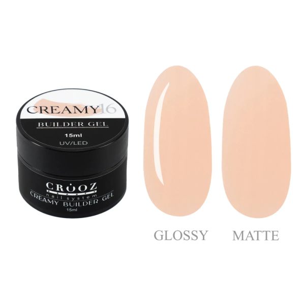 Crooz Creamy Builder Gel №16 - гель для наращивания, нюдово-бежевый, 15 мл