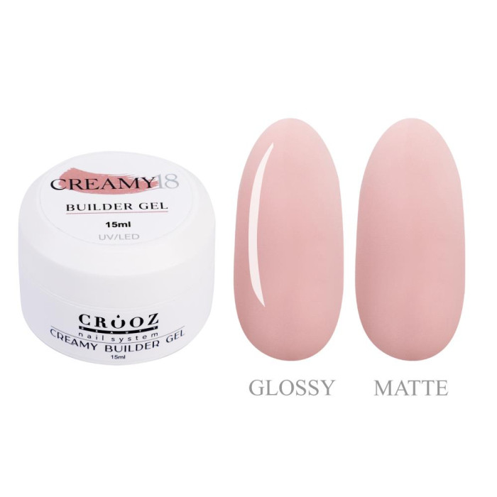Crooz Creamy Builder Gel №18 - гель для нарощування, бежево-рожевий, 15 мл