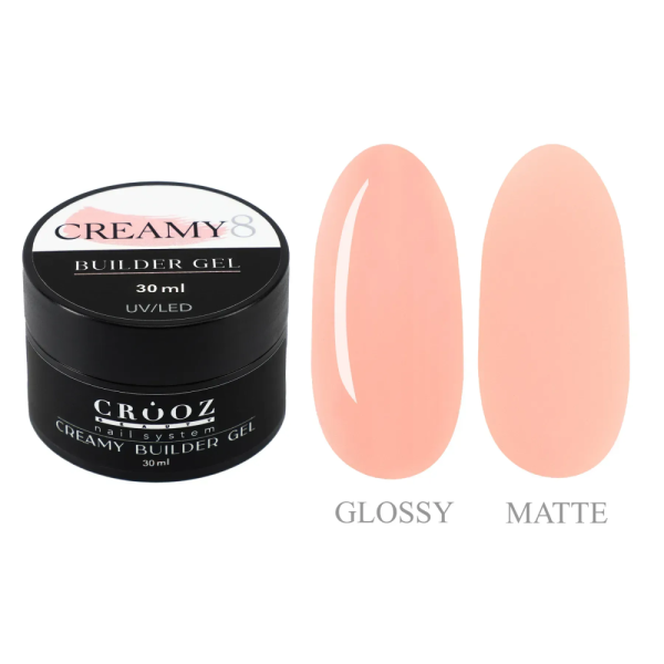 Crooz Creamy Builder Gel №08 - гель для наращивания, бежево-розовый, 30 мл