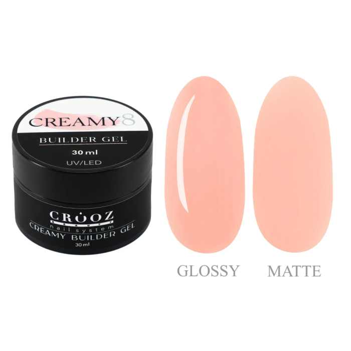 Crooz Creamy Builder Gel №08 - гель для наращивания, бежево-розовый, 30 мл
