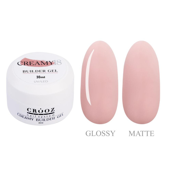 Crooz Creamy Builder Gel №18 - гель для наращивания, бежево-розовый, 30 мл