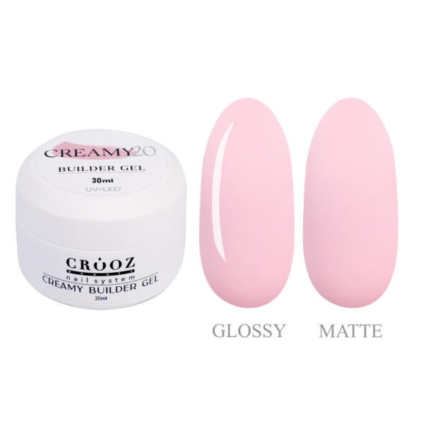 Crooz Creamy Builder Gel №20 - гель для наращивания, пыльно-розовый, 30 мл