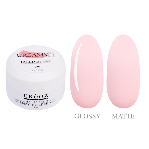 Crooz Creamy Builder Gel №21 - гель для нарощування, класичний рожевий, 30 мл