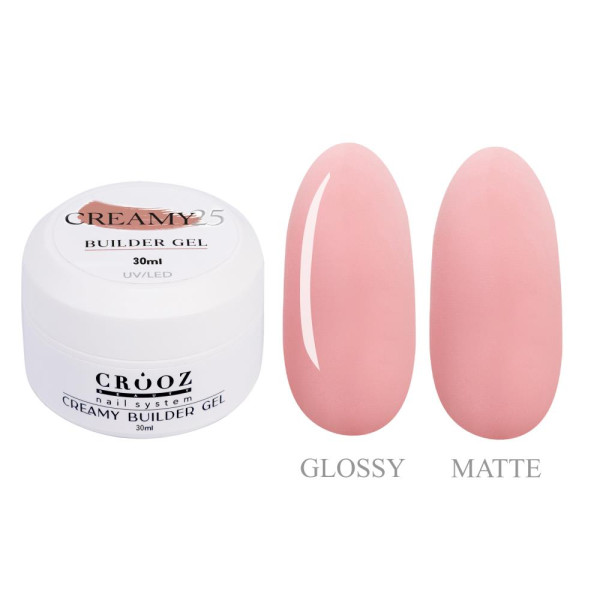 Crooz Creamy Builder Gel №25 - гель для наращивания, теплый нюдово-розовый, 30 мл
