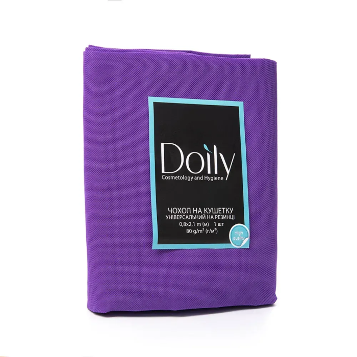 Чехол на кушетку с резинкой универсальный Doily® 0,8х2,1 м, из спанбонда 80 г/м2, фиолетовый