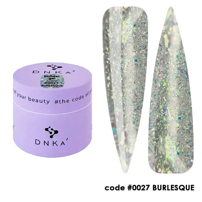 DNKa Builder Gel №27 Burlesqoe - гель конструюючий, світловідбивний із золотими блискітками, 15 мл
