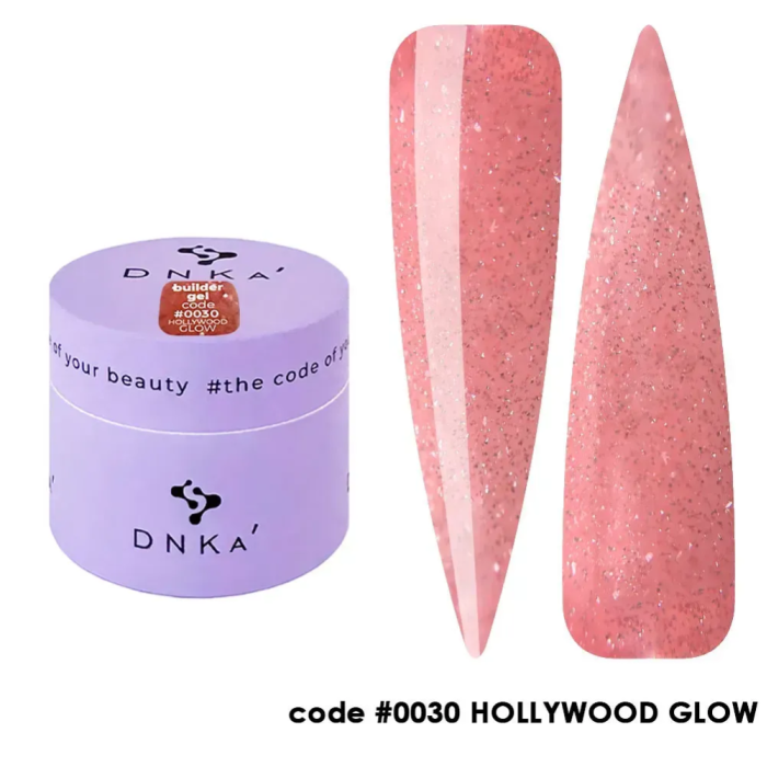 DNKa Builder Gel №30 Hollywood Glow - гель конструирующий, светоотражающий, розовый, 15 мл