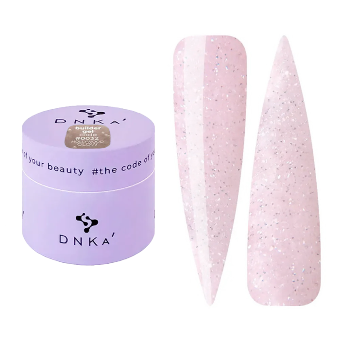 DNKa Builder Gel №32 Hollywood Glow - гель конструюючий, світловідбиваючий, ніжно-рожевий, 15 мл