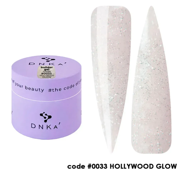 DNKa Builder Gel №33 Hollywood Glow - гель конструирующий, светоотражающий, молочный теплый, 15 мл