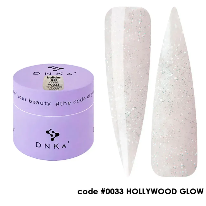 DNKa Builder Gel №33 Hollywood Glow - гель конструюючий, світловідбиваючий, молочний теплий, 15 мл