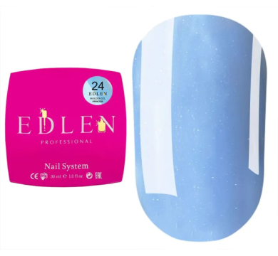 Гель для нарощування Edlen Builder Gel Princess №24, блакитний з мікроблиском, 30 мл