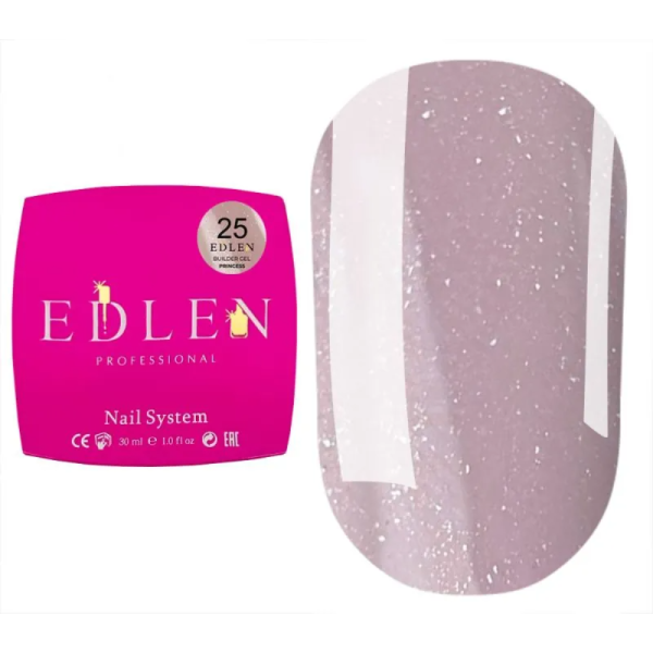 Гель для нарощування Edlen Builder Gel Princess №25, бежево-рожевий з мікроблиском, 30 мл