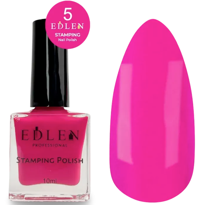 Edlen Stamping Polish №05 - лак для стемпінгу, неоново-рожевий, 10 мл