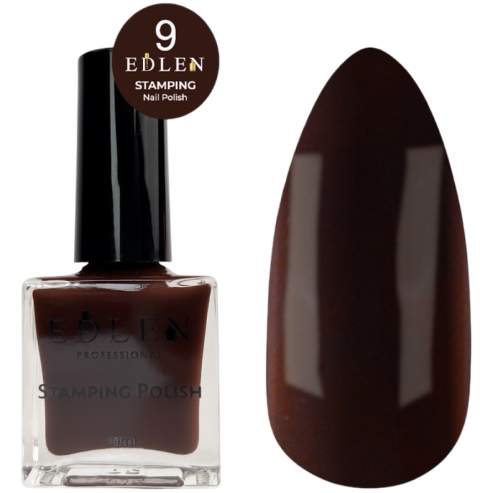 Edlen Stamping Polish №09 - лак для стемпінгу, шоколадний, 10 мл