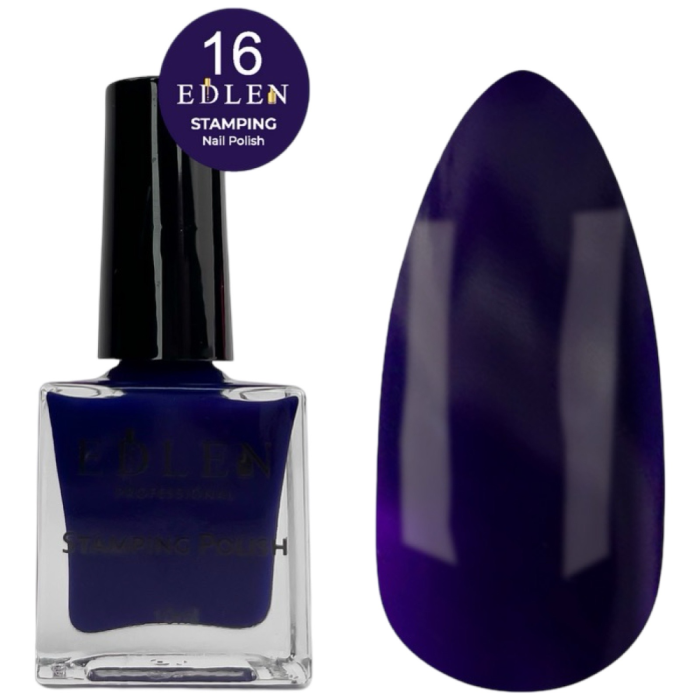 Edlen Stamping Polish №16 - лак для стемпинга, синий, 10 мл