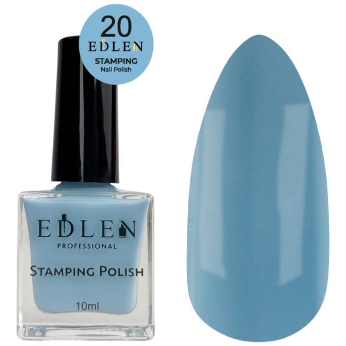 Edlen Stamping Polish №20 - лак для стемпінгу, блакитний, 10 мл