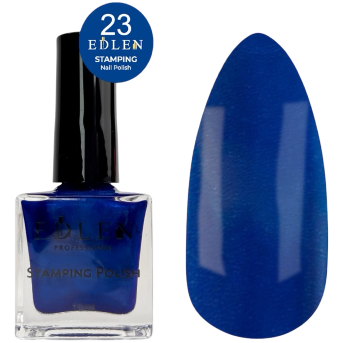 Edlen Stamping Polish №23 - лак для стемпінгу, синій з мікро шиммером, 10 мл