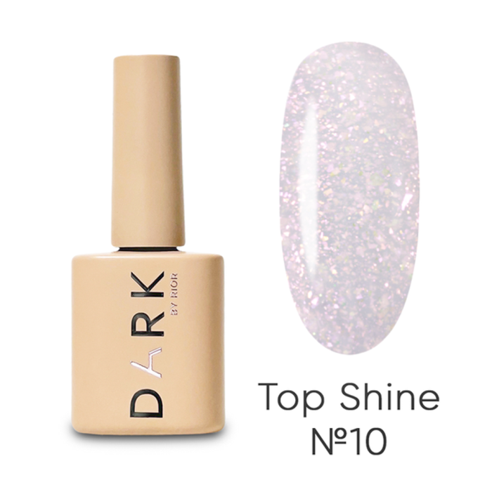 DARK Shine Top №10 - топ без липкого шару, рожевий з дрібним голографічним шиммером, 10 мл