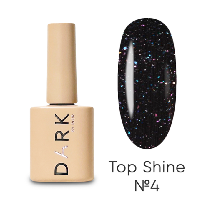 DARK Shine Top №04 - топ без липкого шару, прозорий з дрібним голографічним шиммером, 10 мл