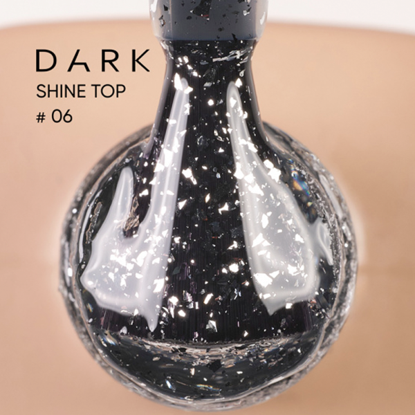 DARK Shine Top №06 - топ без липкого слоя, прозрачный с голографической поталью, 10 мл