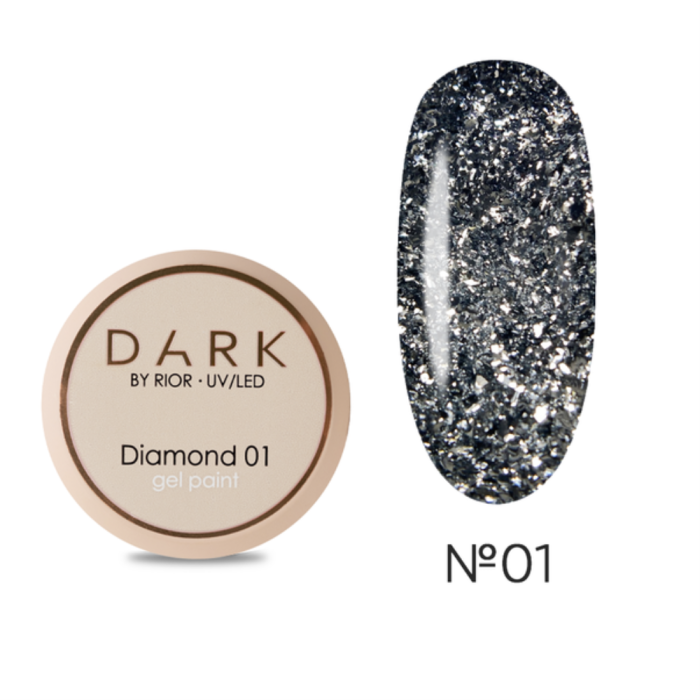 DARK Diamond Gel 01 - декоративний гель, сріблястий, 5 г