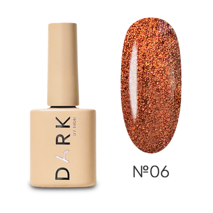 Гель-лак кошачий глаз DARK Gel Polish Cat Eye №06, светоотражающий, красно-коричневый, 10 мл