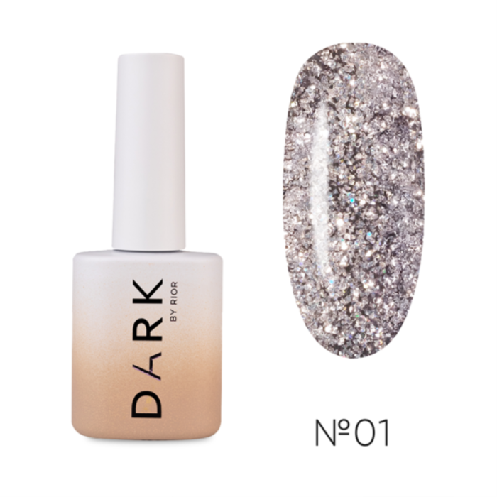 Гель-лак DARK Gel Polish Flash 01, светоотражающий, светлое серебро, 10 мл