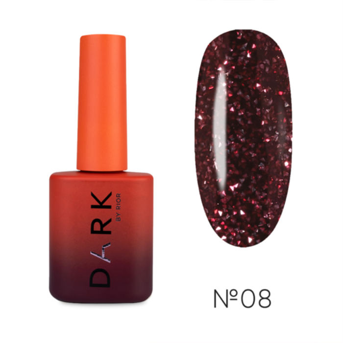 Гель-лак DARK Gel Polish Flash 08, светоотражающий, рубиновый, 10 мл