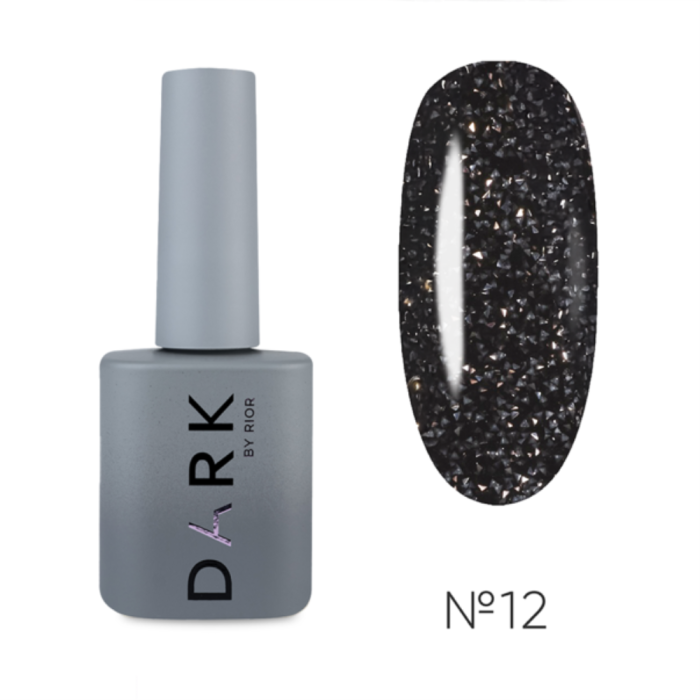 Гель-лак DARK Gel Polish Flash 12, светоотражающий, черный, 10 мл