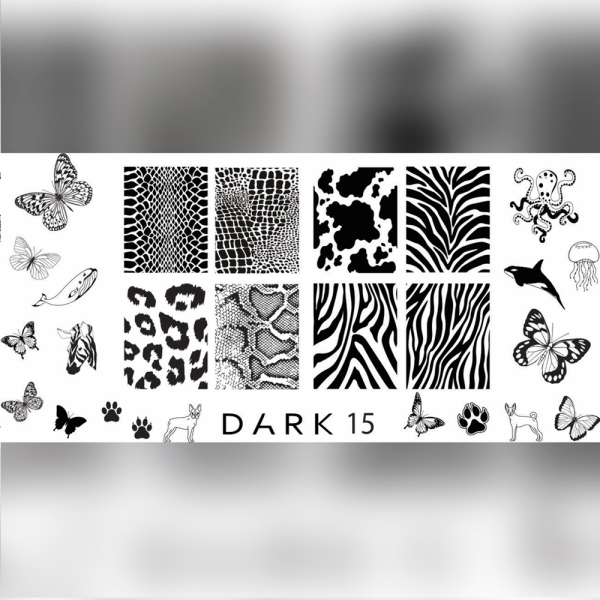 Пластина для стемпинга DARK 15, животный принт