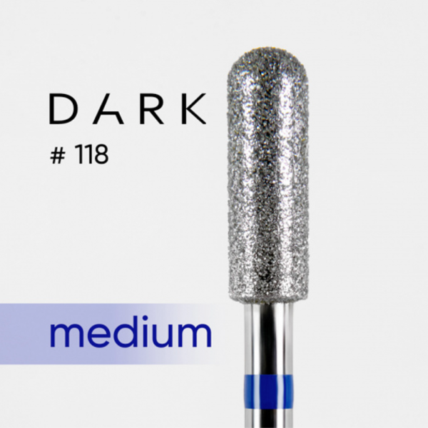 Фреза алмазная DARK №118 - скругленный барабан, диаметр 4 мм, рабочая часть 13 мм, синяя