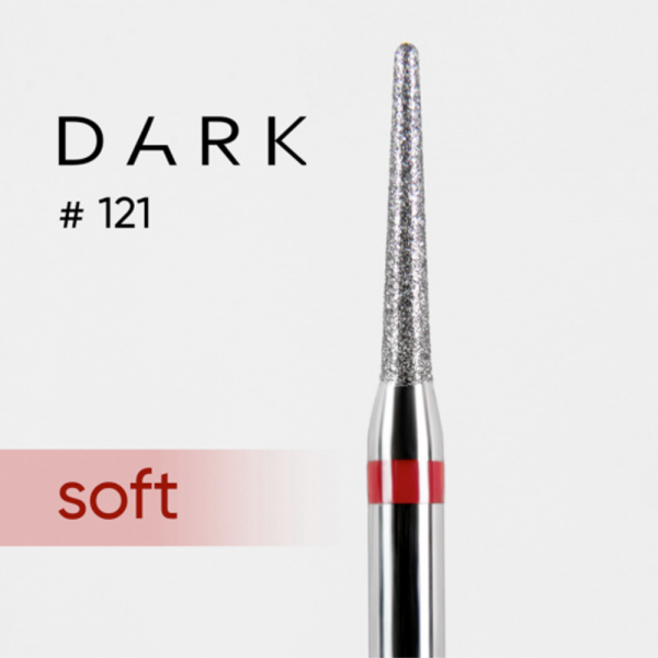 Фреза алмазная DARK №121 - игла, диаметр 1.6 мм, рабочая часть 10 мм, красная