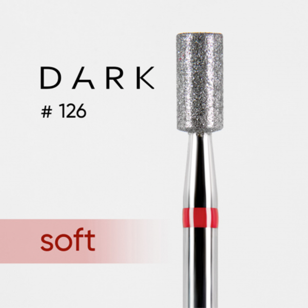 Фреза алмазная DARK №126 - цилиндр, диаметр 3.2 мм, рабочая часть 6 мм, красная