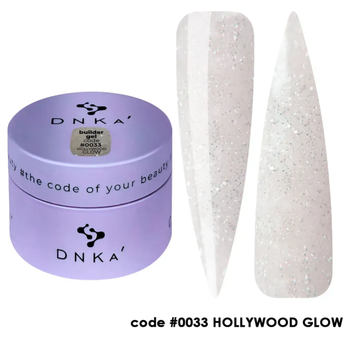 DNKa Builder Gel №33 Hollywood Glow - гель конструирующий, светоотражающий, молочный теплый, 30 мл