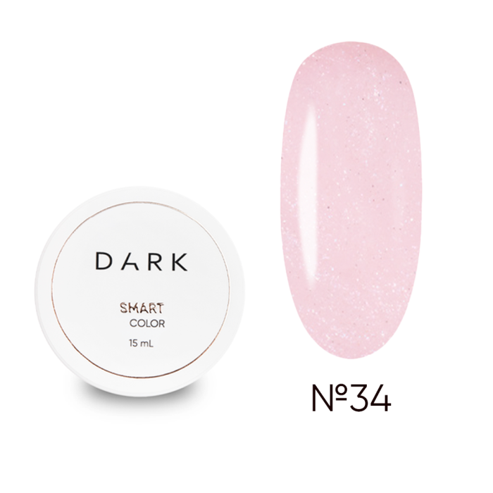 DARK Smart Builder Gel 34 - конструюючий гель, пастельно-рожевий з шиммером, 15 мл