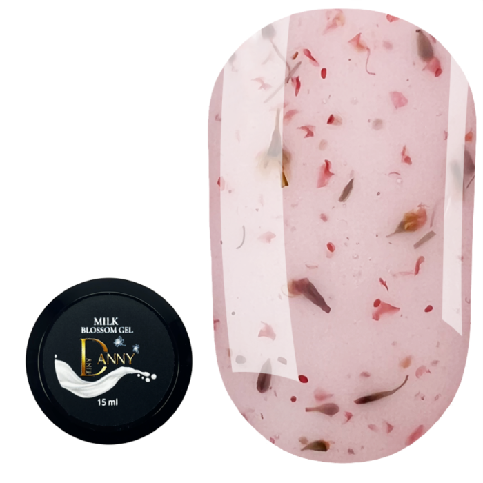 DANNY Milk Blossom Gel №01 - конструюючий гель, рожевий із сухоцвітами, 15 мл