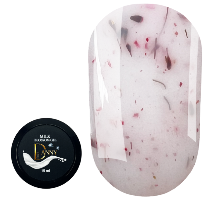 DANNY Milk Blossom Gel №02 - конструирующий гель, нежно-розовый с сухоцветами, 15 мл