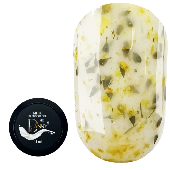 DANNY Milk Blossom Gel №04 - конструирующий гель, молочный с желтыми сухоцветами, 15 мл