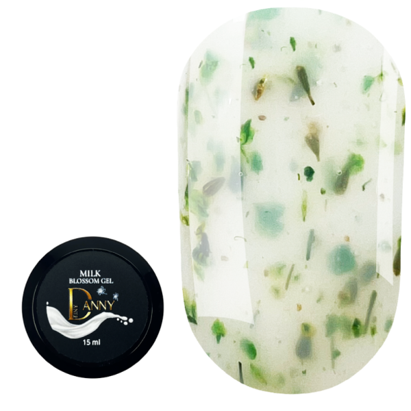 DANNY Milk Blossom Gel №05 - конструюючий гель, молочний із зеленими сухоцвітами, 15 мл