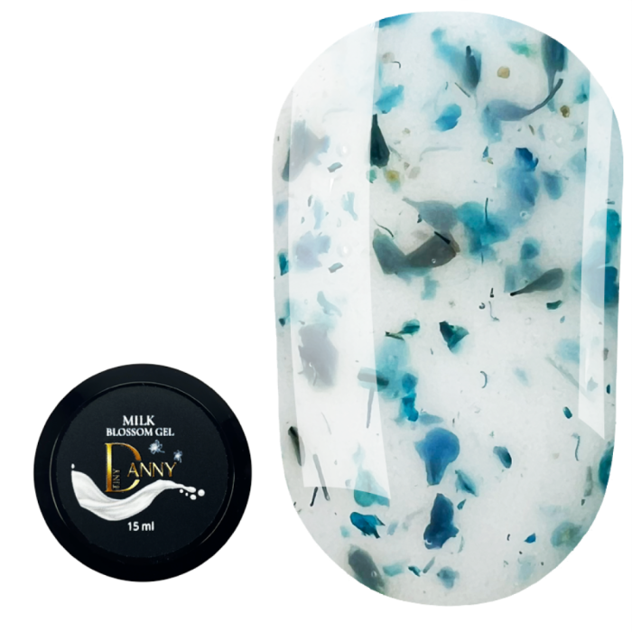 DANNY Milk Blossom Gel №06 - конструирующий гель, молочный с голубыми сухоцветами, 15 мл