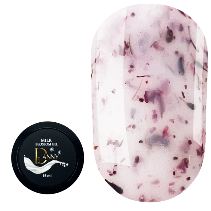 DANNY Milk Blossom Gel №07 - конструюючий гель, молочно-рожевий із сухоцвітами,15 мл